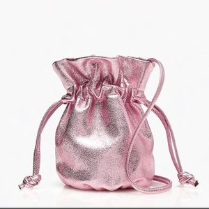 * NWT* J Crew Mini Drawstring Blush Pouch Metallic leather Crossbody bag